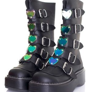 DEMONIA Emily-330 mid calf Platform Boots size 8 LIKE NEW only worn once